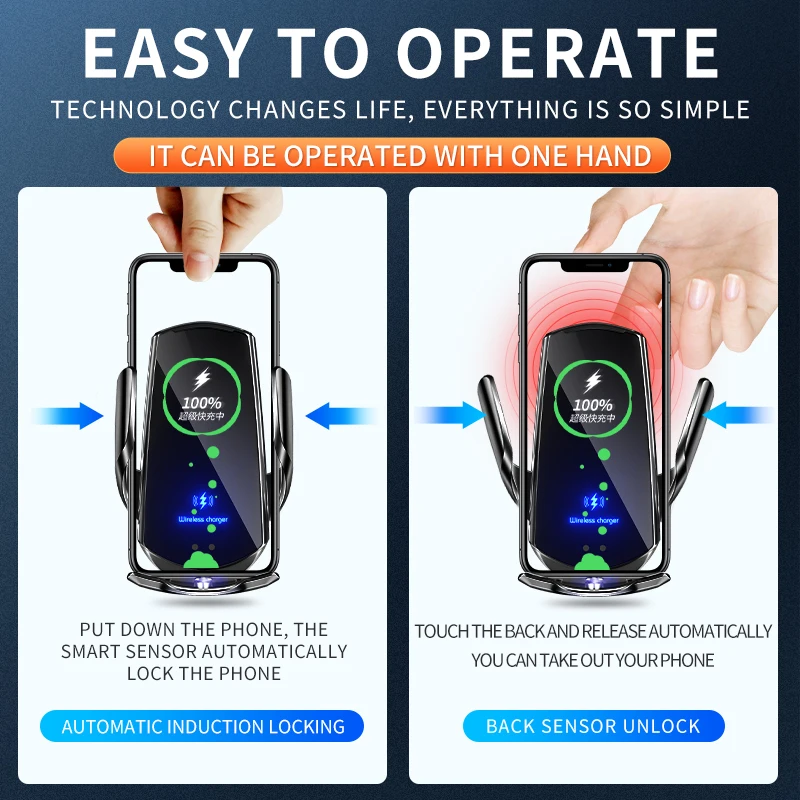 Car Mobile Phone Holder 15w Wireless Charging Portable Car Holder Cellphone Bracket Stand In Car Device