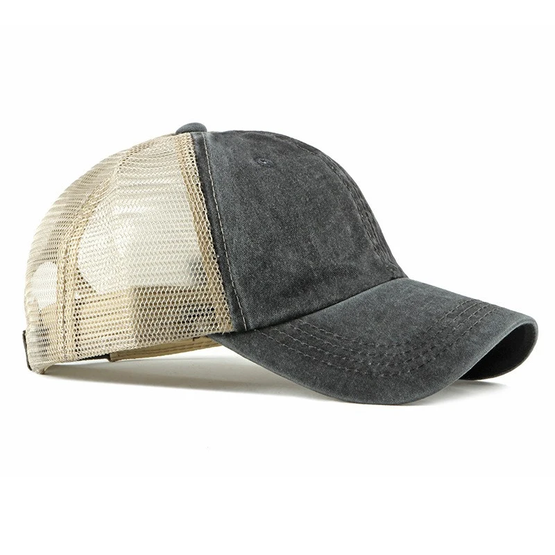 High quality wholesale simple blank plain mesh net hat cap custom denim trucker hat