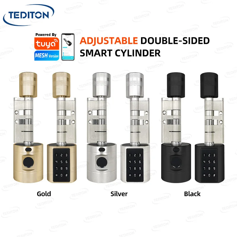 Tediton CE Certification Safety Electric Tuya APP Fingerprint Smart Euro Cylinder Locks