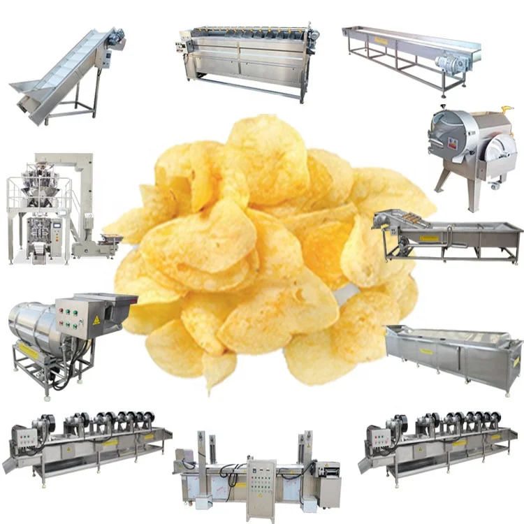 Automatic frozen french fries potatoes production line 100 kg automatic potato chips making machine price