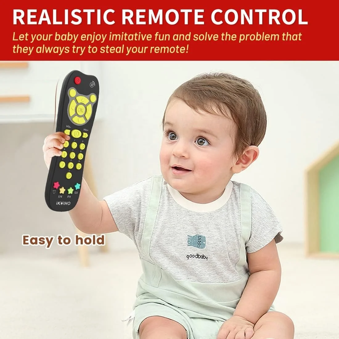 Baby Remote Control Toy with Light Sound Adjustable Volume Kid Learning Education Musical Toys