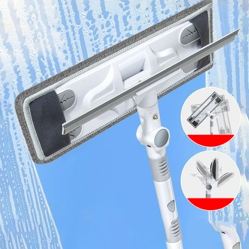 Extenclean Squeegee Window Cleaner Flexible Glass Cleaner With Extension Pole Telescopic Window Washing Wiper