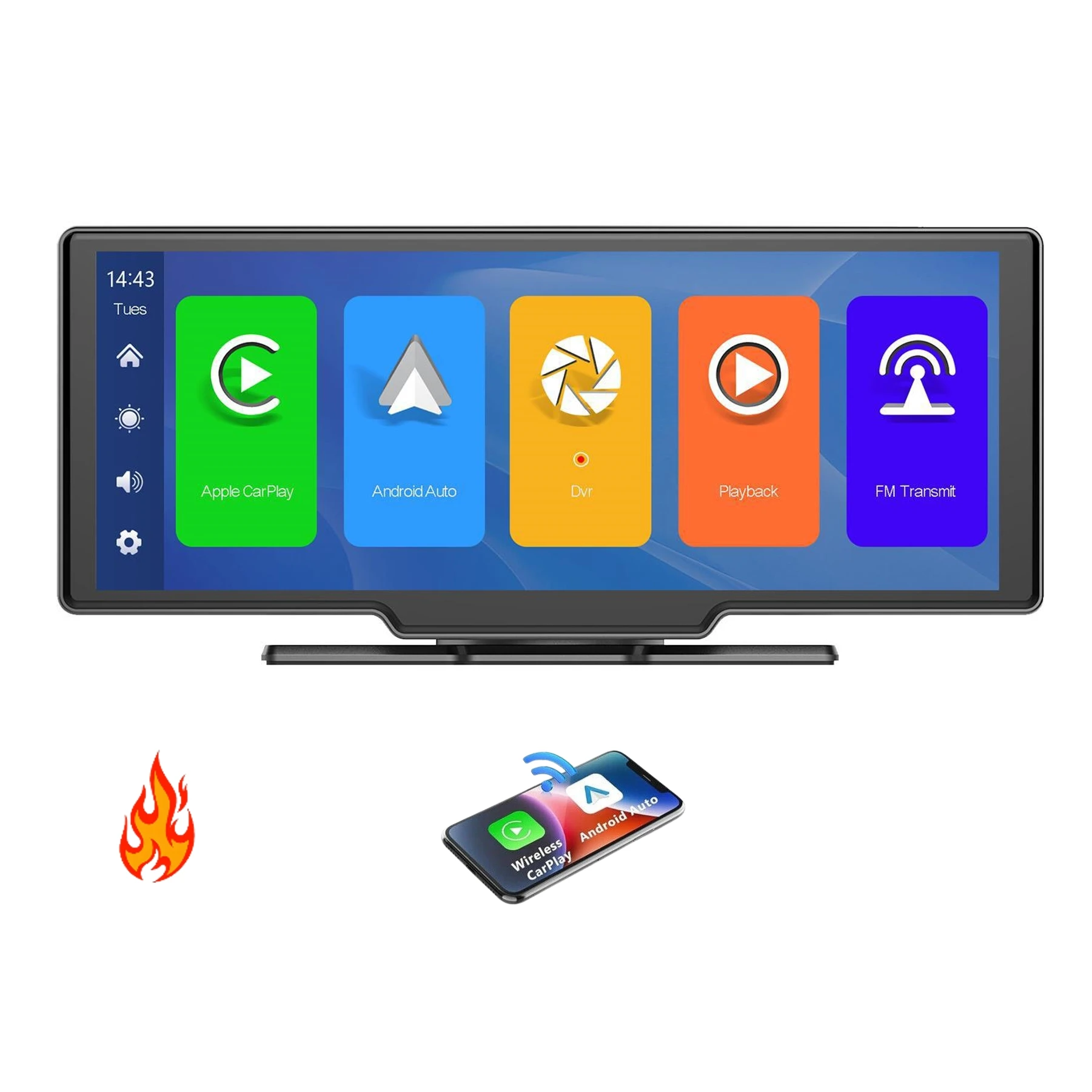 Zmecar 10.26 Inch Portable Carplay Screen Navigation  Autoradio 4K Video Player Support DVR BT FM Camera Portable Car Screen