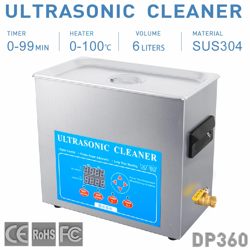 6L Ultrasonic Cleaning Machine Stainless Steel Ultra Sonic Water Bath Sweep Ultrasonic Cleaner