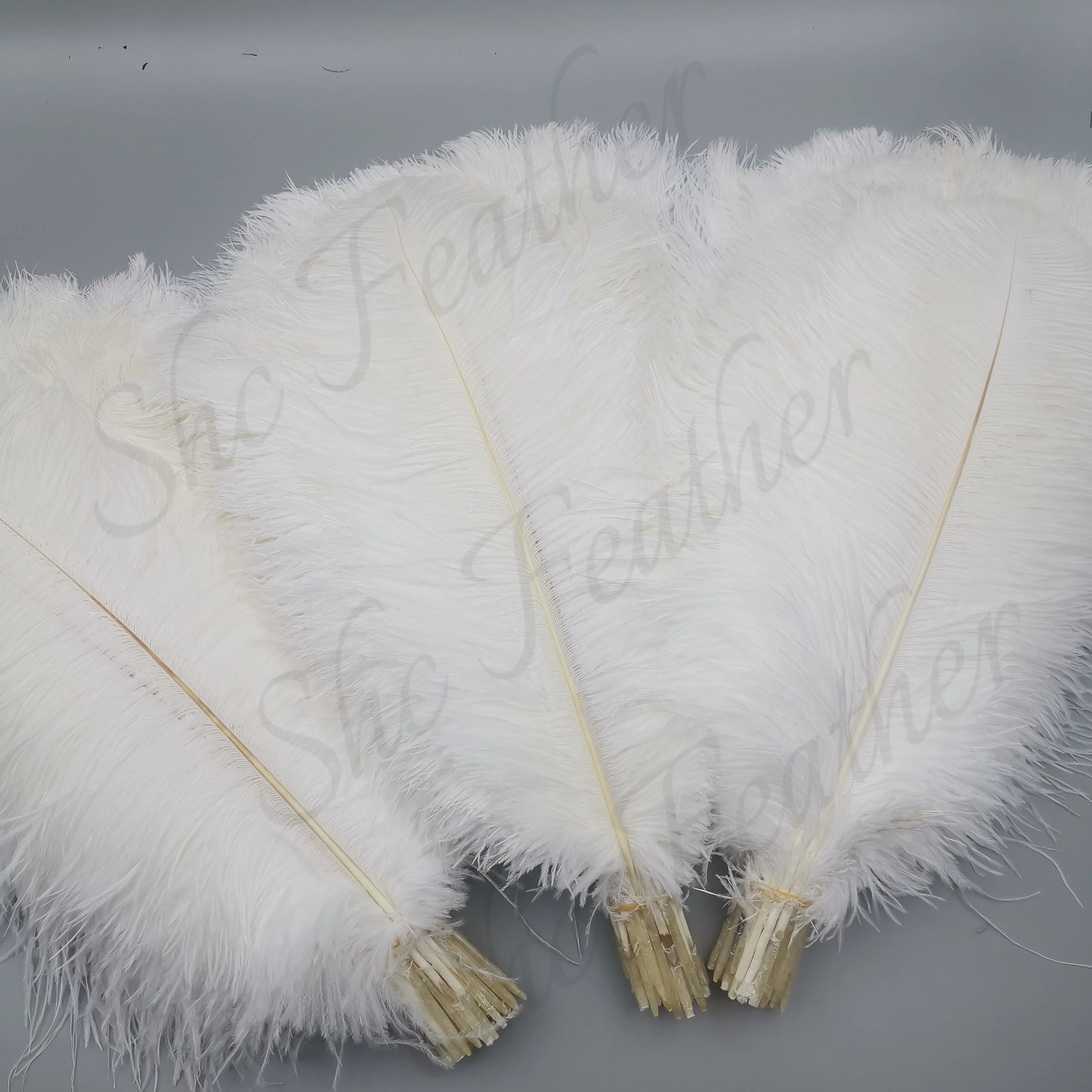 Дешевая Распродажа Красочные 45-50 см тонкий стержень белые страусиные перья для украшения свадебной вечеринки