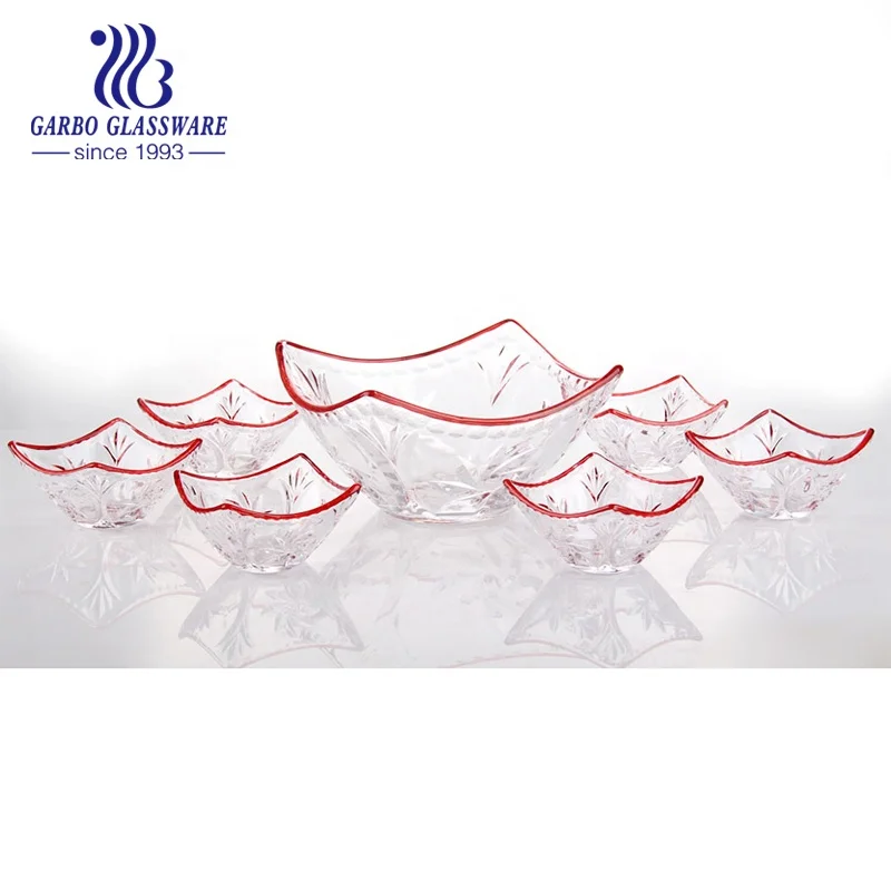 7PCS Colored Glass Salad Bowl Set, Glass Fruit Bowl Set Colored Glass Dinnerware Sets Tableware Home Restaurant Using Glasses