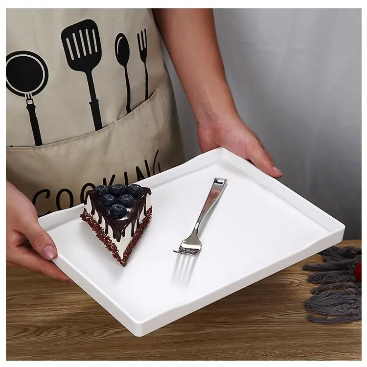 Restaurant Durable Wooden Texture Anti Slip Plastic food tray Black White Waterproof  Tray For Hotel