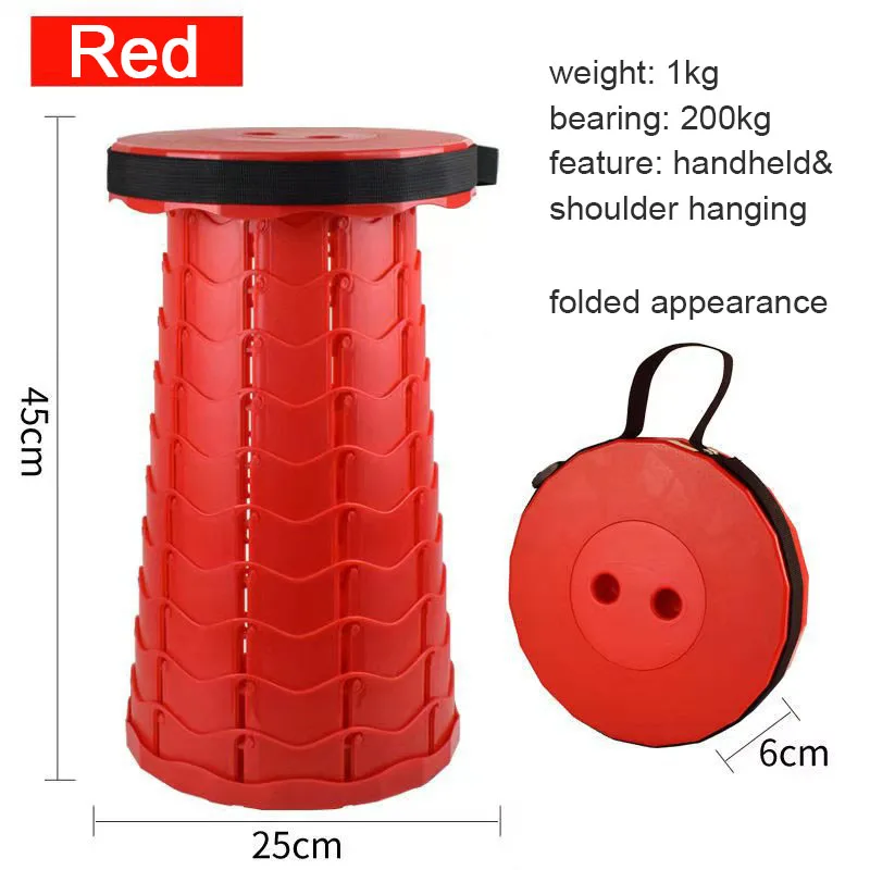 Wholesale Retractable Fishing Seat Height Adjustable Collapsible Chair Telescoping Plastic Camping Folding Stool