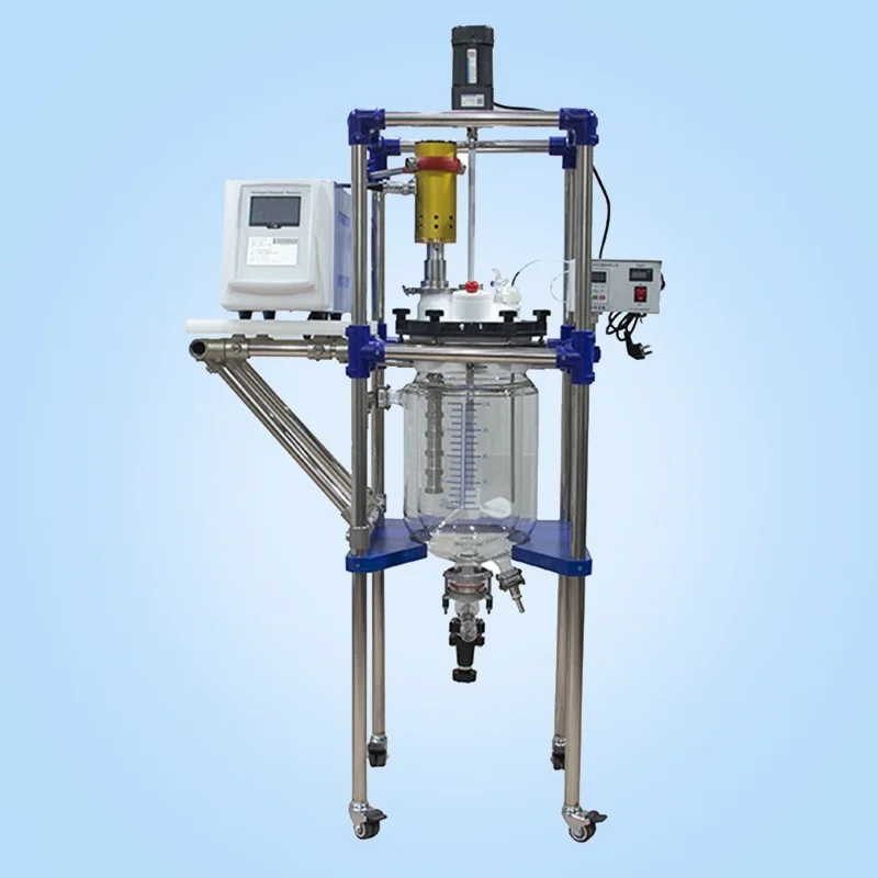 simple use heating mantle double layer rugged stainless steel perfect alignment glass reactor