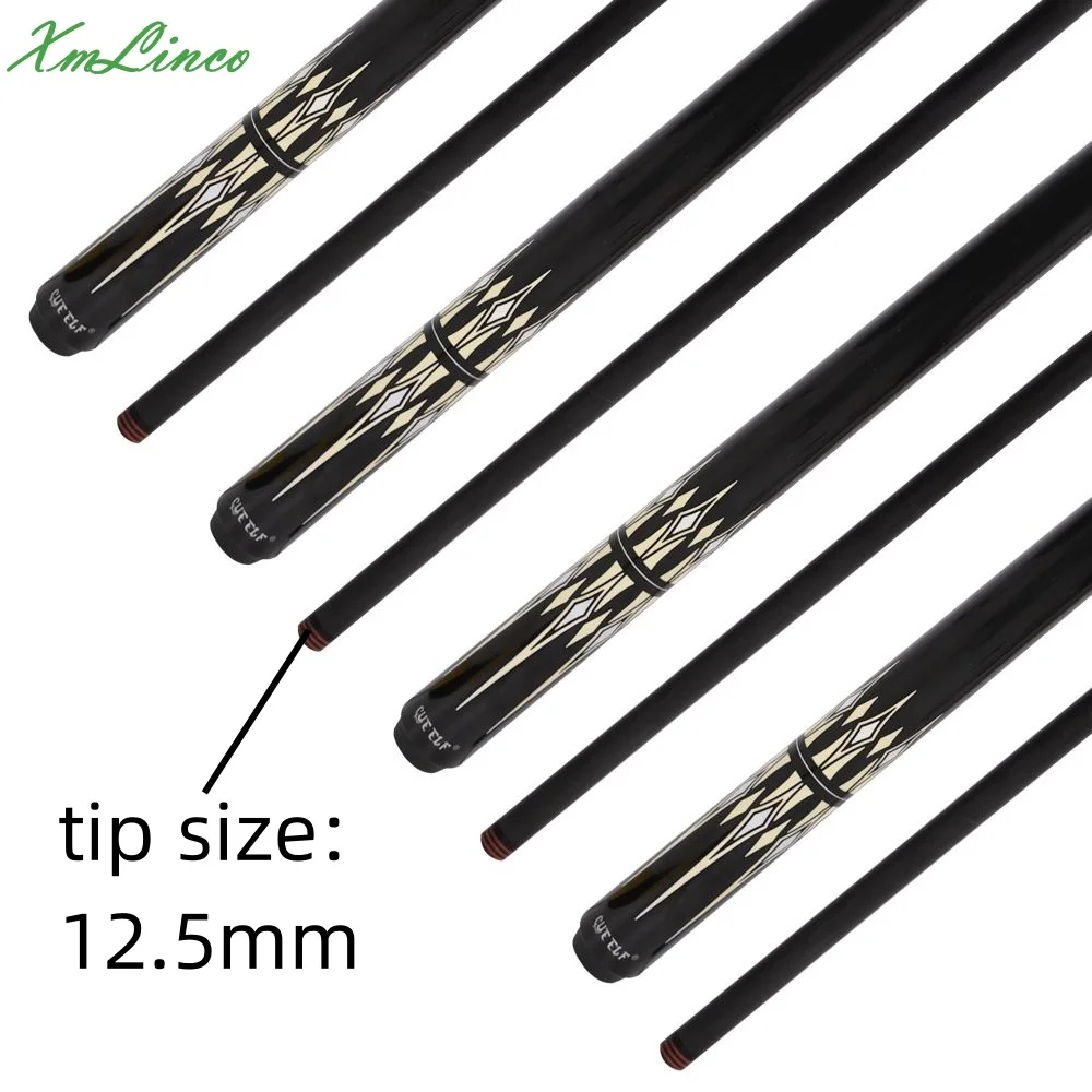 Xmlinco  Professional Customized Carbon Fiber Shaft Billiard Pool Cue 12.5mm Tip Size High Grade Sticker Pool Cue 58 Inches