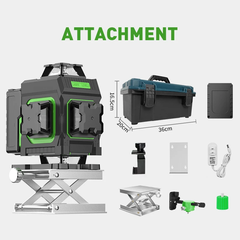 Green Beam Laser Cross 16 Line Self Leveling 4d Infrared Laser Level