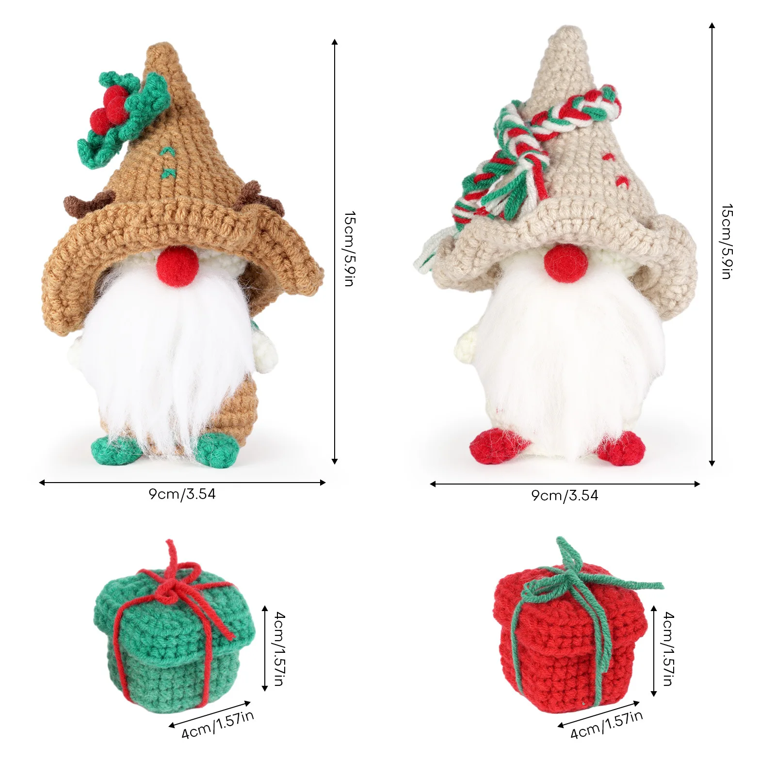 Christmas Gnome and Gift Boxs Crochet Kit for Adult Beginners with Step-by-Step Video Tutorials