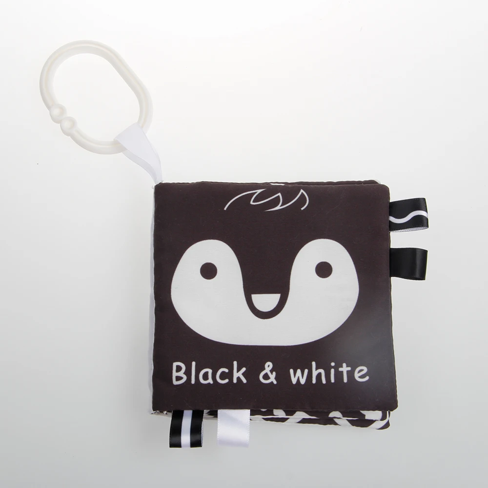 Tiktok Hot Customized Cute Educational Learning Toys Black&White Penguins And Kids Soft Cloth Book