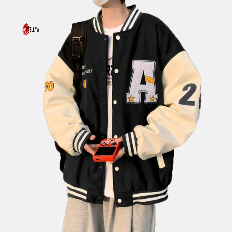 High Quality Men Bomber Vintage Racing Jacket Cardigan Custom Print Streetwear Baseball Jacket