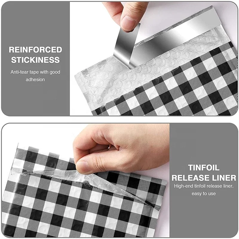 Poly Bubble Mailer Self Seal Padded Envelopes Bubble Lined Wrap Bags Cosmetics Packing Shipping Mailing Gingham