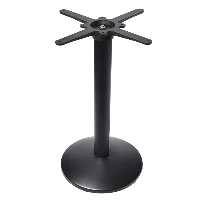Low price iron stamping round base dining table coated black for restaurant