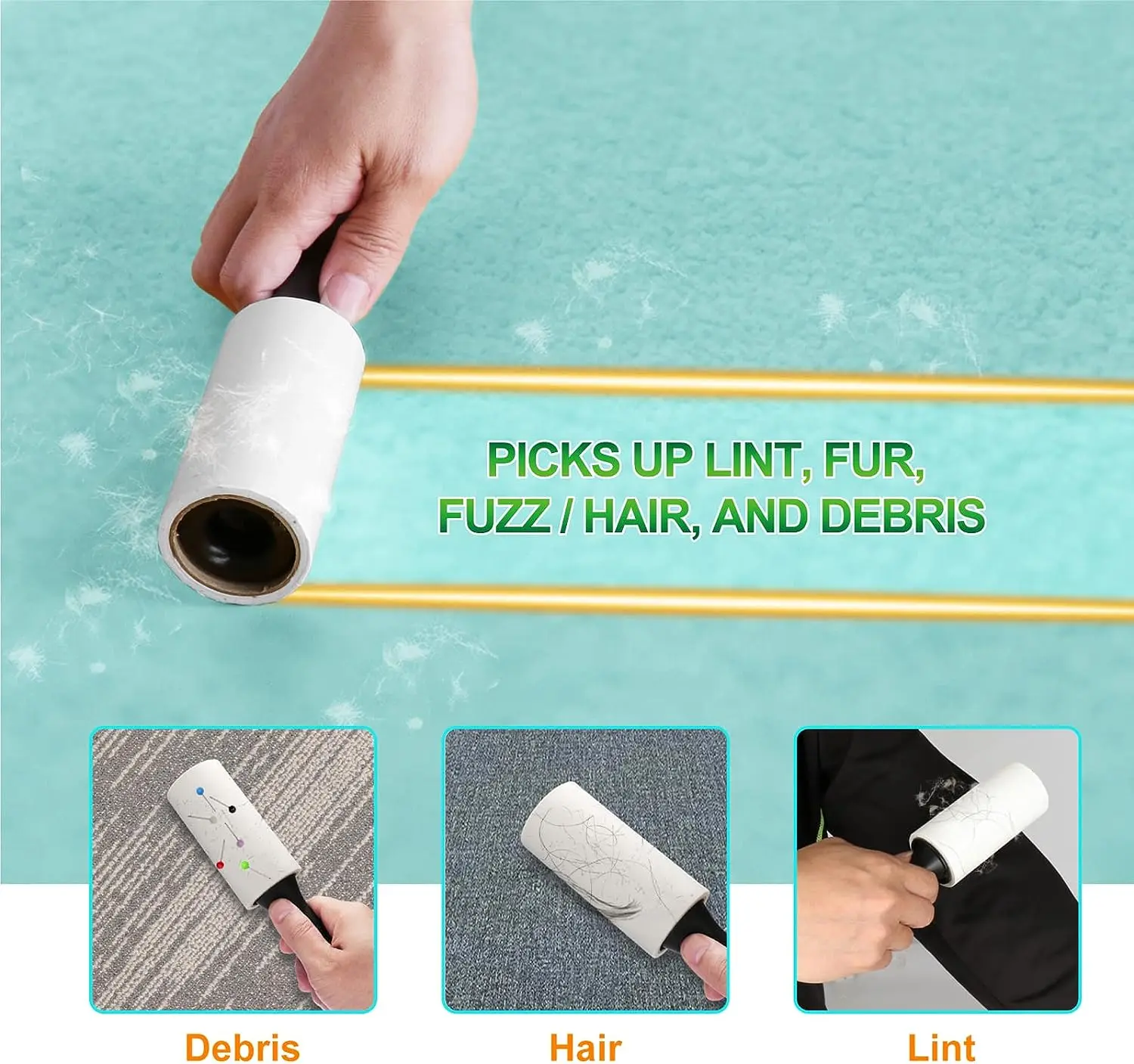 Household Carpet Cleaning Tool Custom 60 Sheets Reusable Sticky Pet Hairs Remover Portable Refill Lint Roller For Clothes