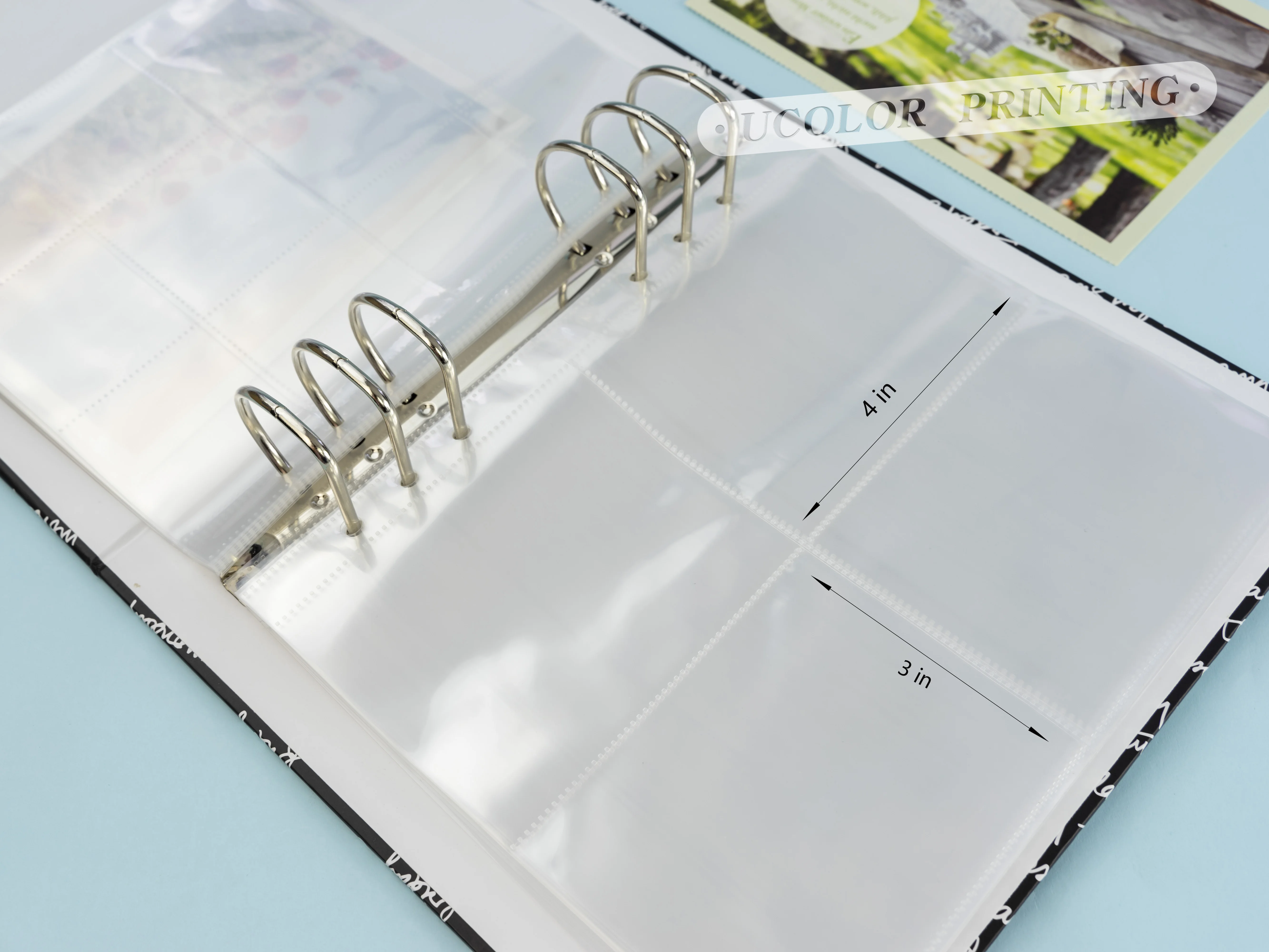 Customized 3 O-ring binder A4 printing photo plastic pocket  folder