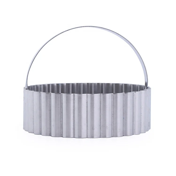 
Hot Sale Stainless Steel Round Crinkle Cookie Cutter With Handle 