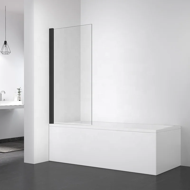 Germany Toilet Room Square Pivot Black Bathtub Screen Hot Selling Bath Screen