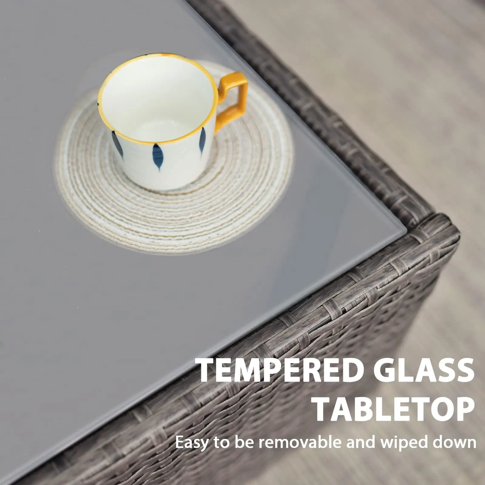 Patio Furniture Set 4 Piece Outdoor Patio Conversation Set All-Weather PE Rattan Wicker Sectional Patio Sofa Set with Table