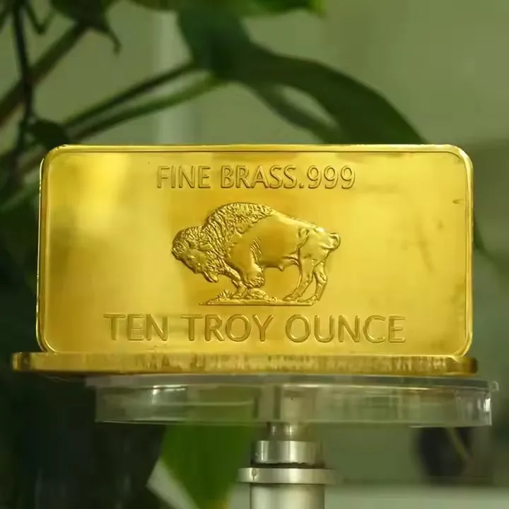 2024 America Bull 1oz golden plated gold bar beauty bar bullion customized make for you