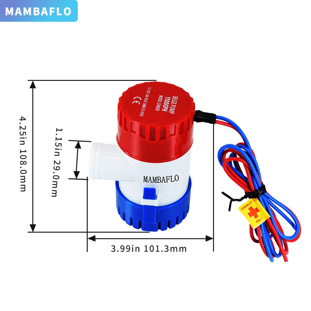 MAMBAFLO 12V/24v DC 500GPH Electric Bilge Water Pump For Boat Pump,Type high flow rate Submersible Pump,manual sea water pump