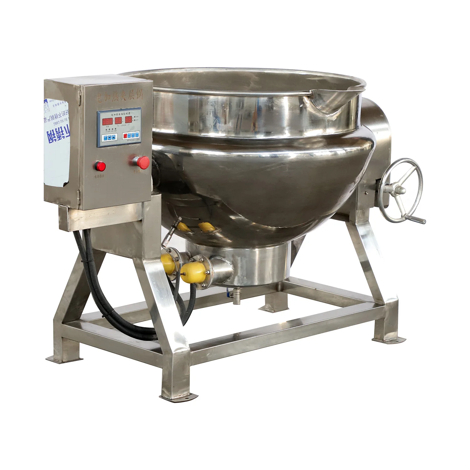 1000L Stainless Steel Steam Heating Industrial Automatic Cooking Pot Heat Transfer Oil Jacket Kettle with Shear Mixer