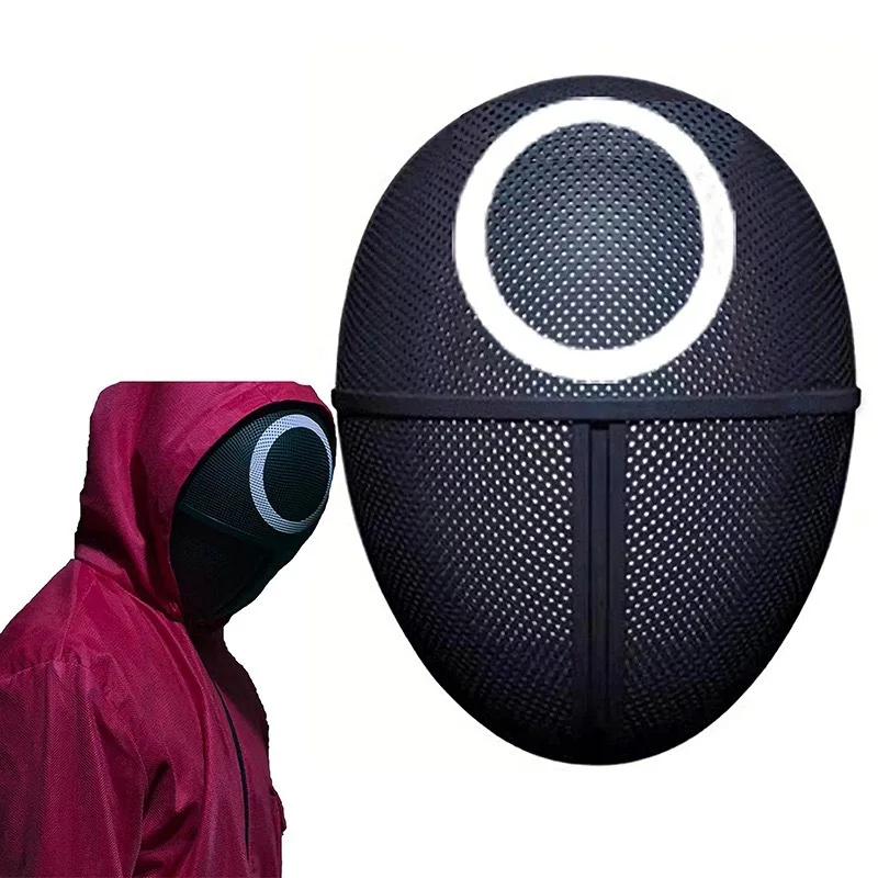 Korean Tv Series Teleplay Triangle Red Man Cosplay Props Party Disguise Plastic Halloween Game Party Face Masks