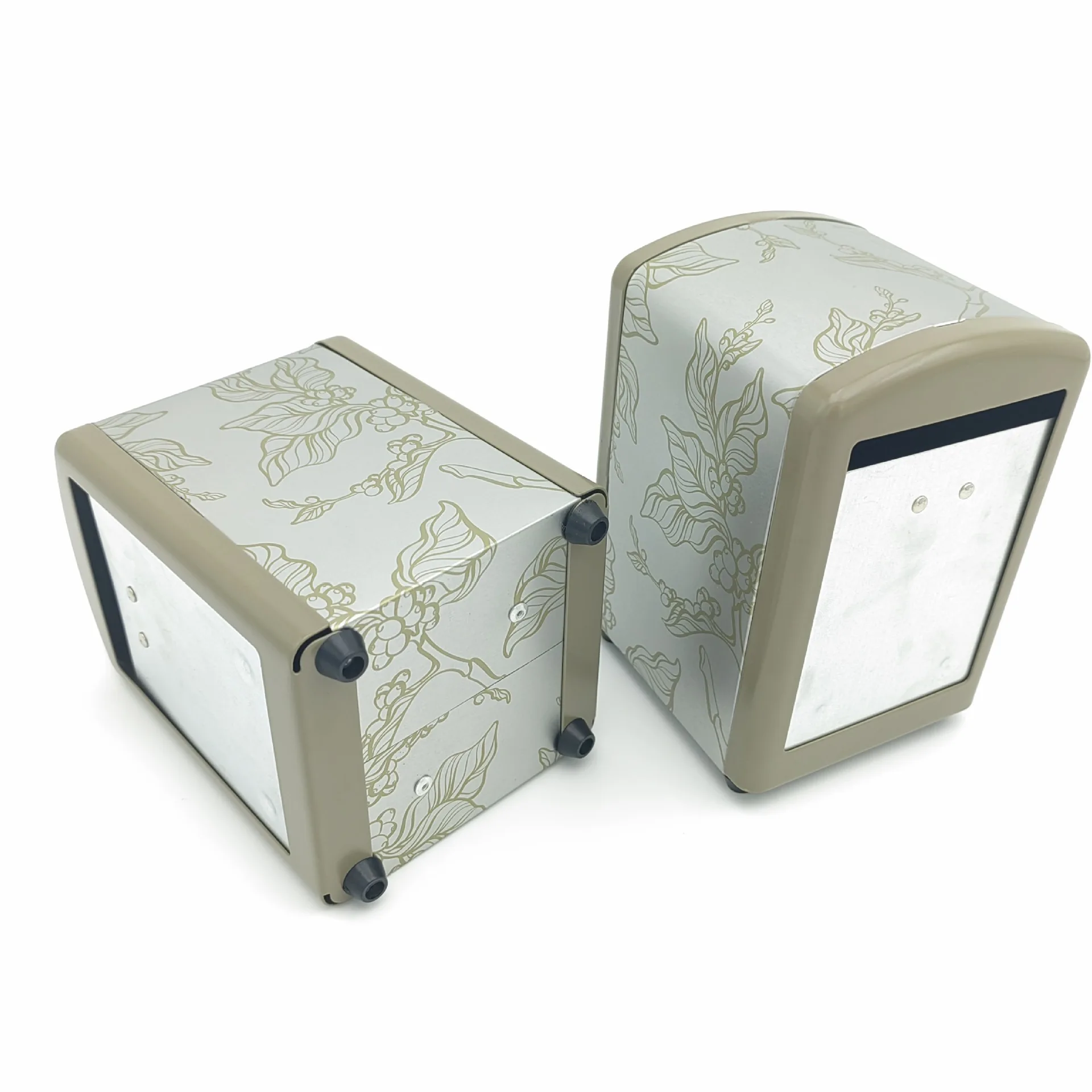 Food Grade Customized Tin Plate Metal Napkin Dispenser Tissue Box Napkin Holder with Menu Holder