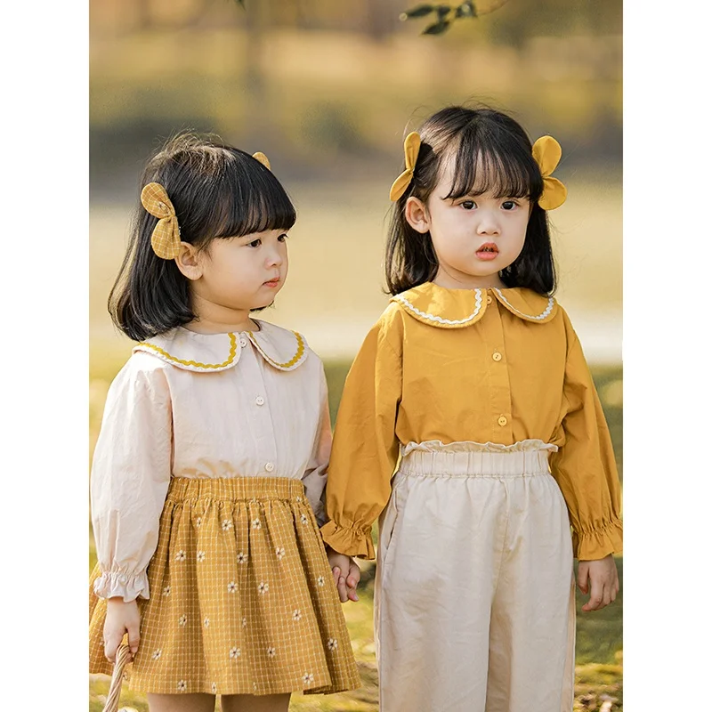 2022  New Design Fashion Casual kids clothing Shirt Blouse Girls  Long Sleeve  blouse 100%cotton baby girls shirts C1927