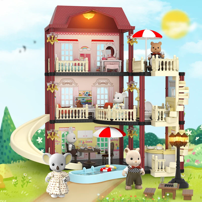 2022 New Koala Diary Castle Kids Furniture And Toys Play House With Slide Pretend Play Set Doll House