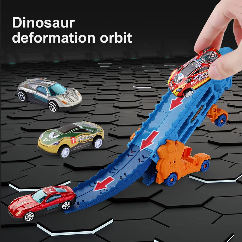 Vehicle Dinosaur Truck Toys car Storage Dinosaur with 6 PCS mini Model Car Dinosaur Truck Toys For Kids Boy