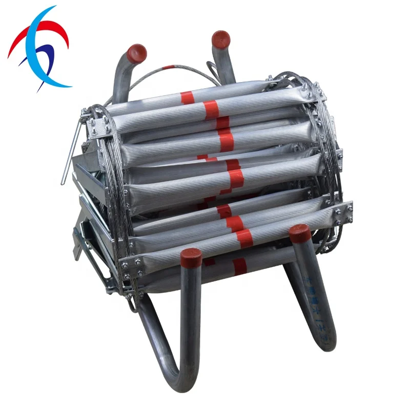 OEM Aluminum Stainless Steel Wire Rope Ladder Foldable Rescue Rope Ladder for Fire Fighting Emergency