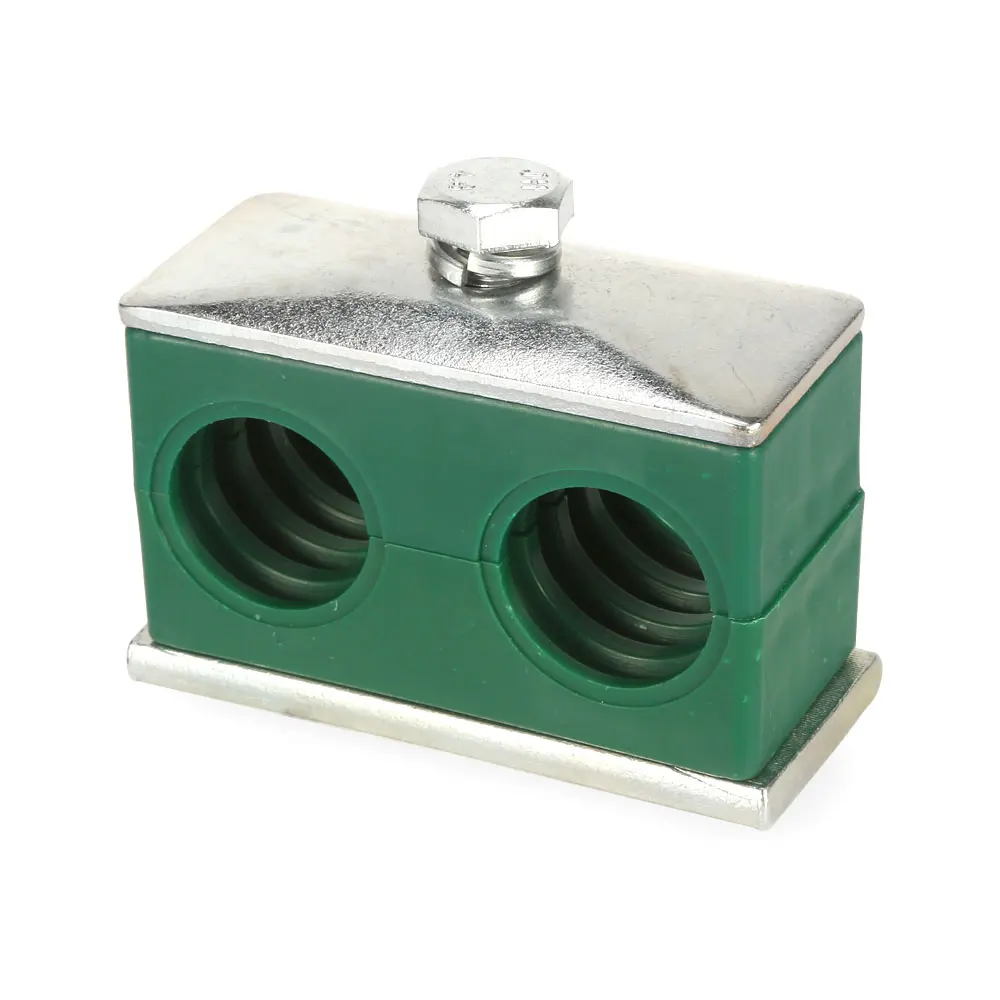 Light Type Double Hole Tubing Clamps Stainless Steel Hydraulic Twin Pipe Tube Clamps