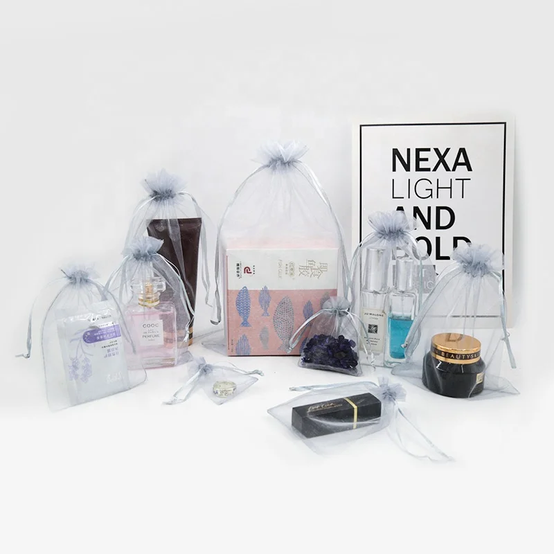 9x12 small sheer packaging organza drawstring bags with logo 3x4 wholesale jewelry organza bags
