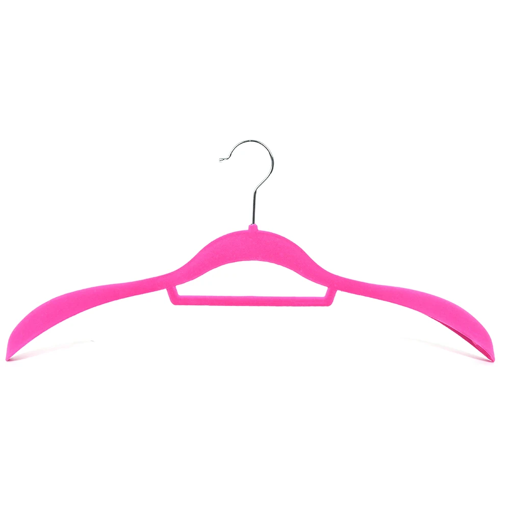 wholesale wide shoulder flocked suit clothes hanger grey velvet coat hangers