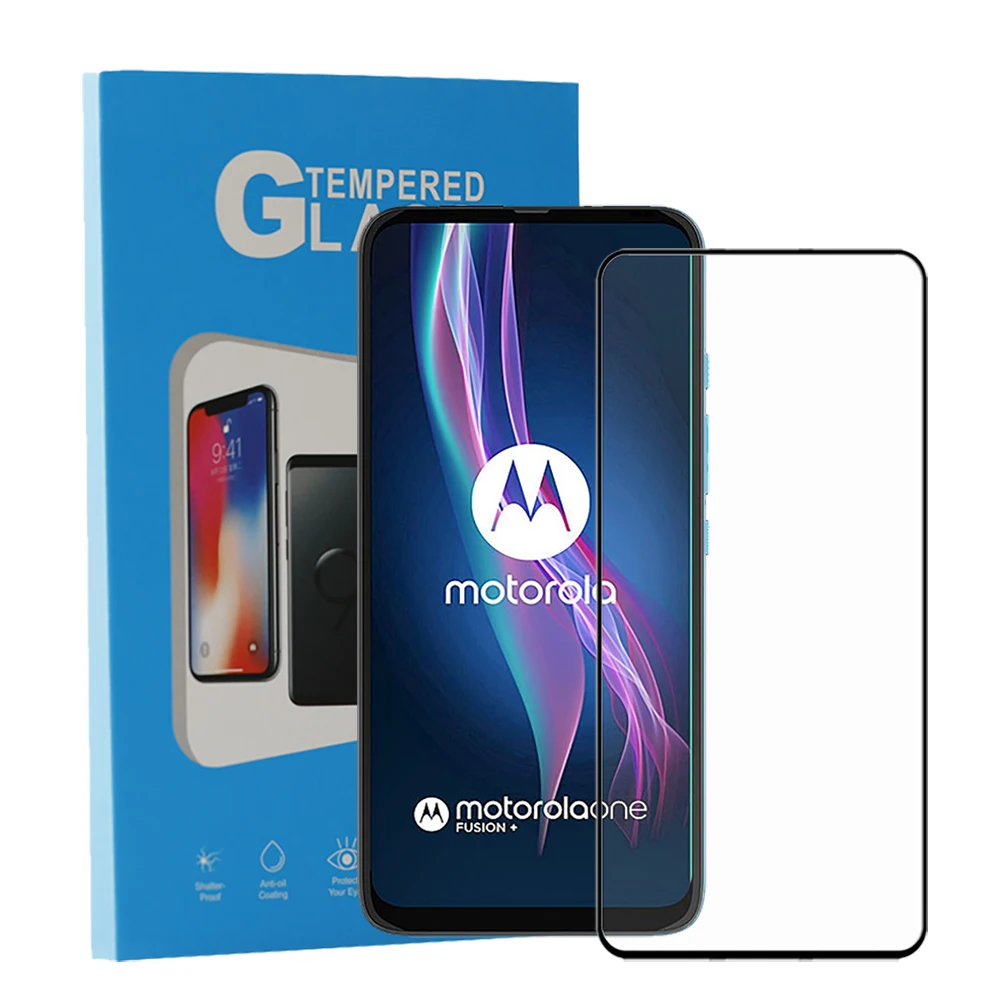 
Gold Supplier Manufacturer 9H 2.5D Full Cover Glue Tempered Glass Screen Protector For Motorola Moto One Fusion+ G Fast E 