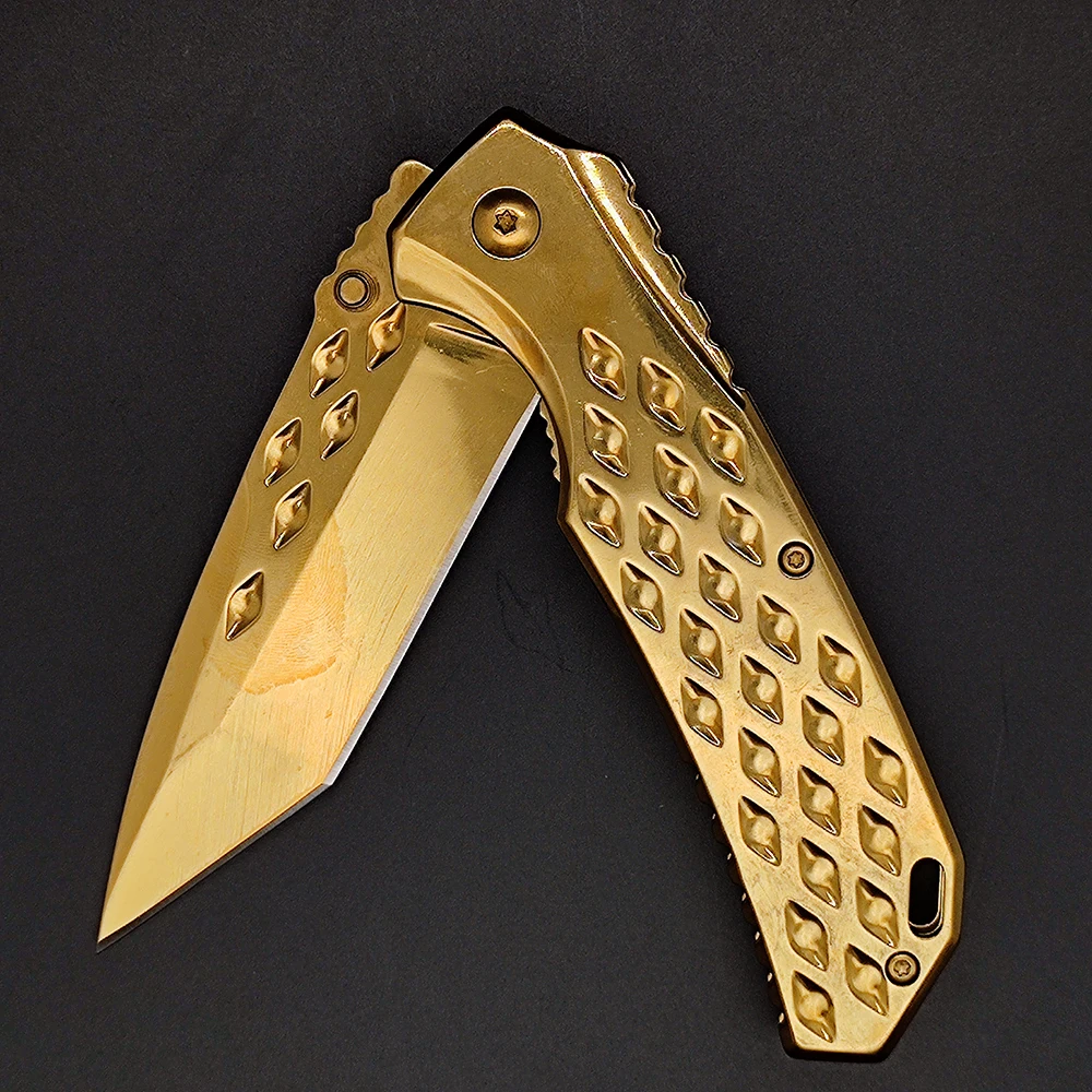 Emergency Outdoor Tactical rainbow Karambit Titanium Coating Hunting Knife Survival Kit Knives for Hiking, Camping