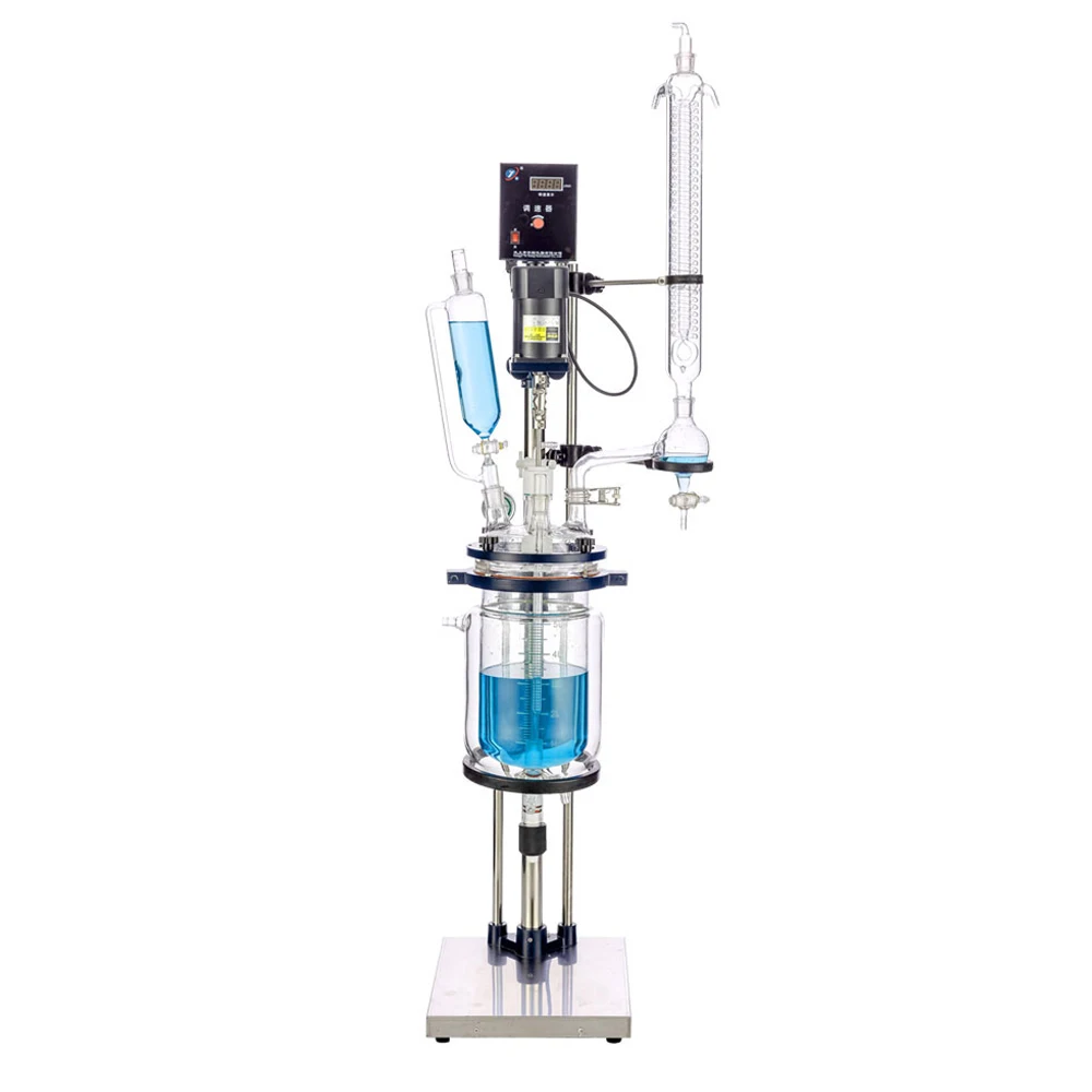 Lab 3L Bioreactor Jacketed Mixing Tank Vessels Glass Reactor Price