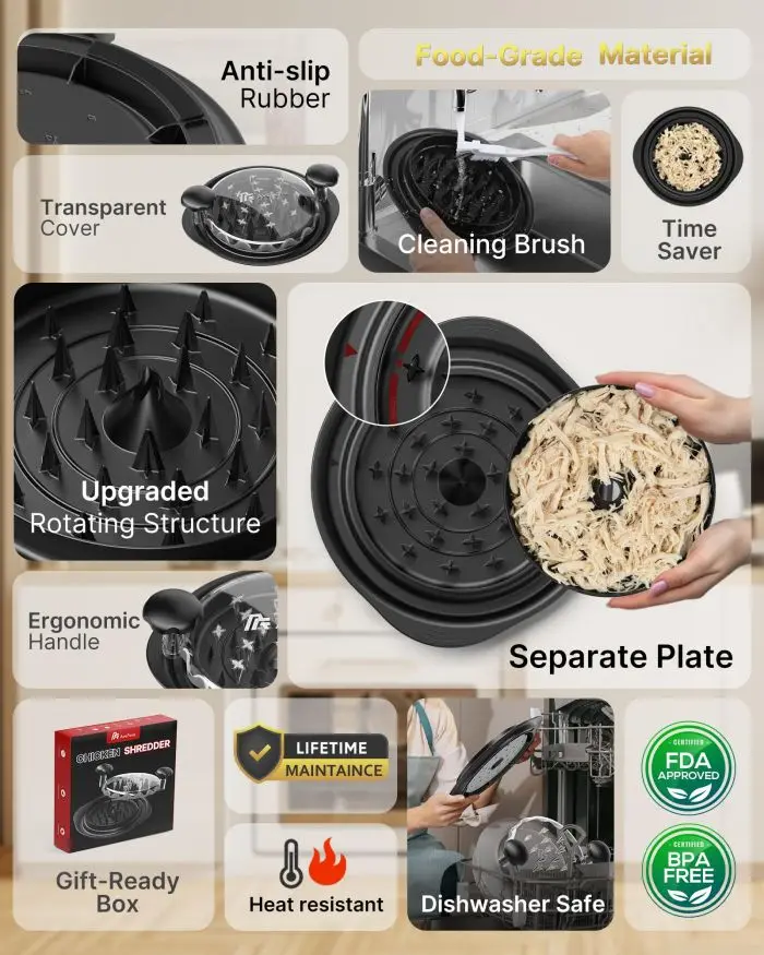 OEM ODM кухонный инструмент для измельчения мяса индивидуальный многофункциональный измельчитель курицы с ручками и нескользящей основой