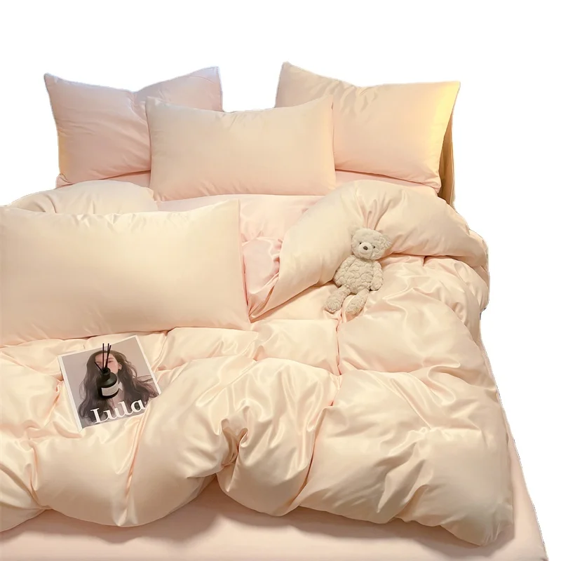 100%  satin Luxury silk floss quilt cover jacquard embroider personalized bedding set Bedsheets Sets Bedding sheet Set For Hotel