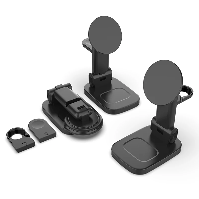  2021 Creative 3in1 Foldable Magnetic Wireless Charger For iPhone12 Desktop 15W Live Broadcast Charging Stand