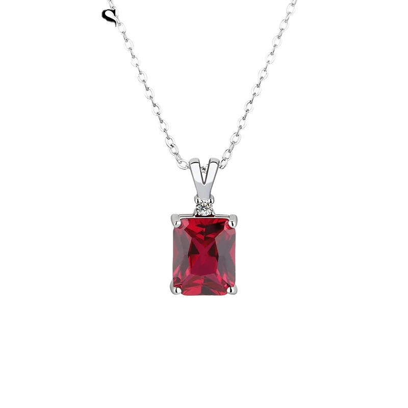 Wholesale Luxury Square Pendant Cube Charm Necklace Cubic Zirconia Jewellery Necklace