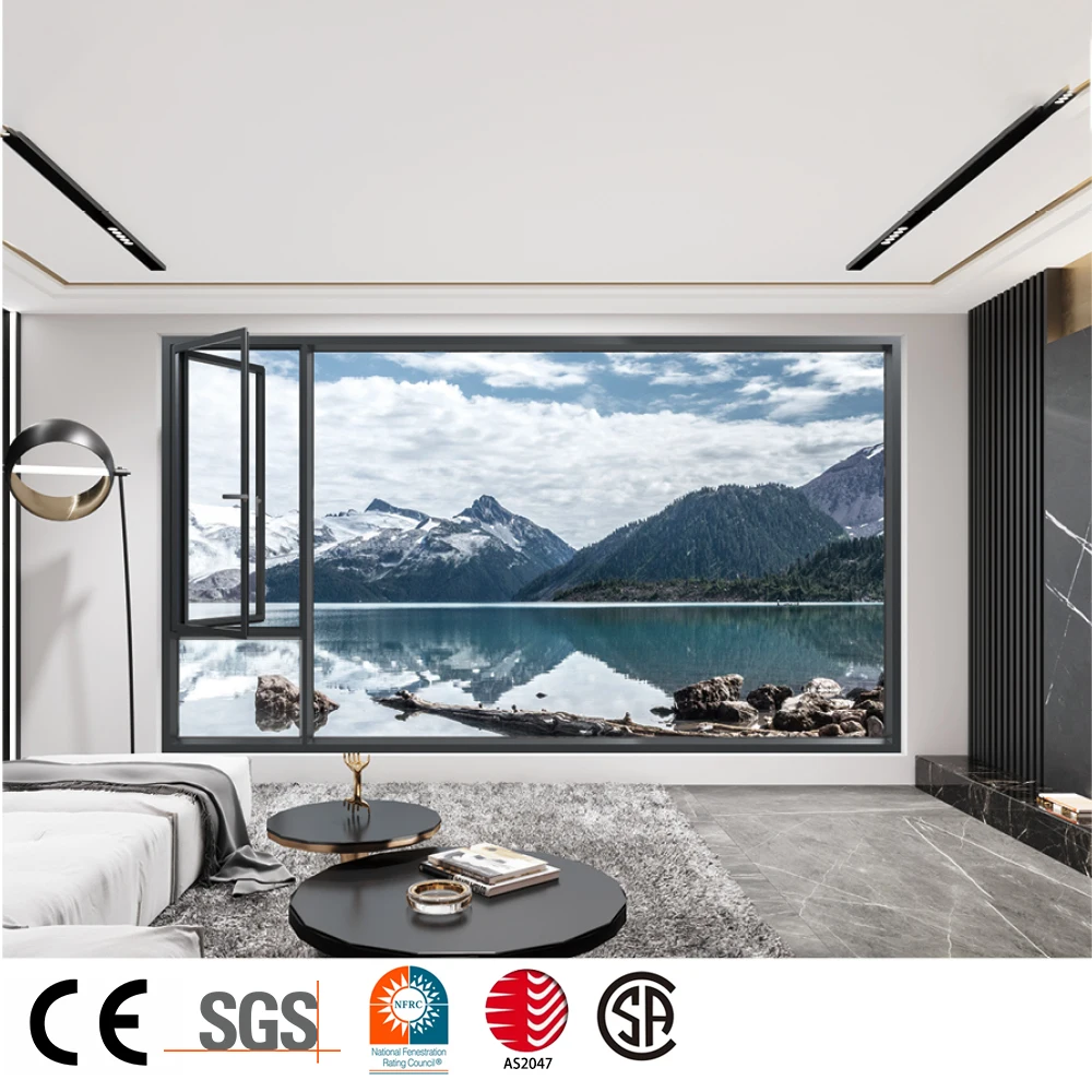 2024 New Broken Bridge Aluminum Casement Narrow Framed Window Aluminium Profile Exterior Tilt Turn Windows