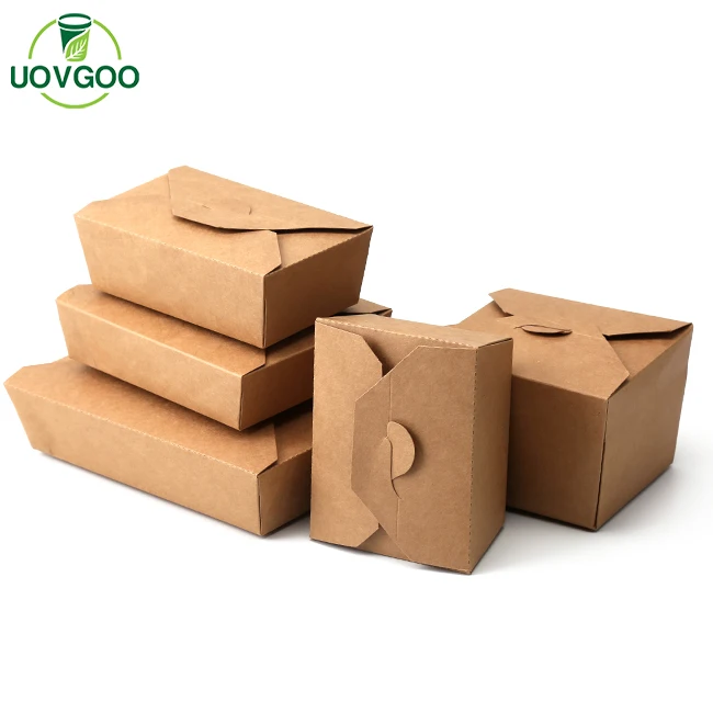 Cross Border Durable Eco Friendly Bento Paper Lunch Box Kraft Brown Take Out Boxes