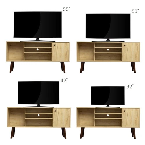 Mid-Century up to 60 Inches TV Stand Entertainment Center with Open Storage Shelves Cabinet TV Console for Living Room