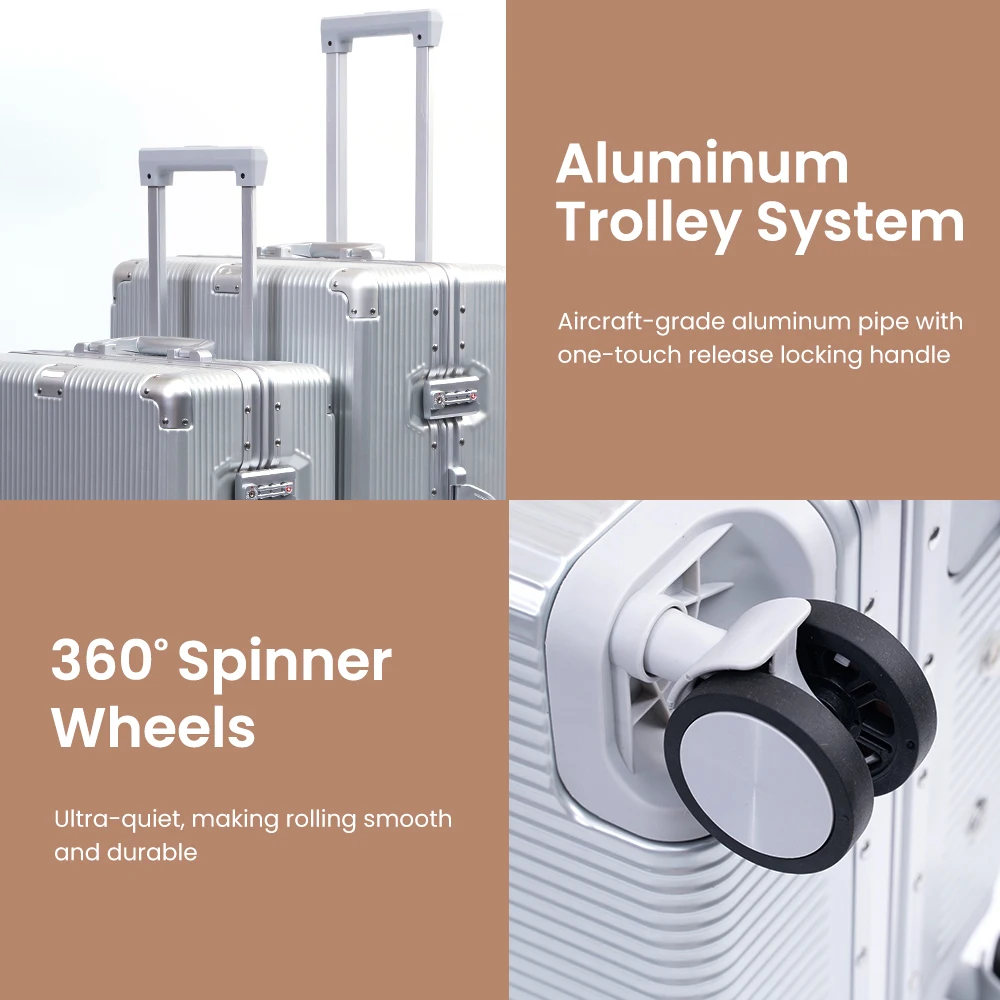 Custom Waterproof Durable ABS Trolley Suitcase 20 24 28 Inch Travel Luggage With Combination Lock For Business