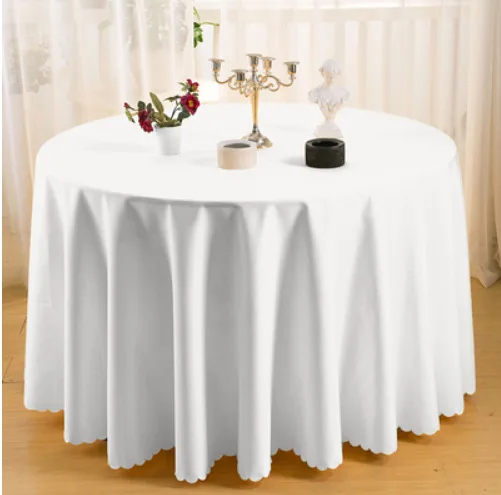 Wholesale 100% Polyester White Round Tablecloth Tablecloths Stain Resistant Decorative Washable Polyester Table Cloth for Table