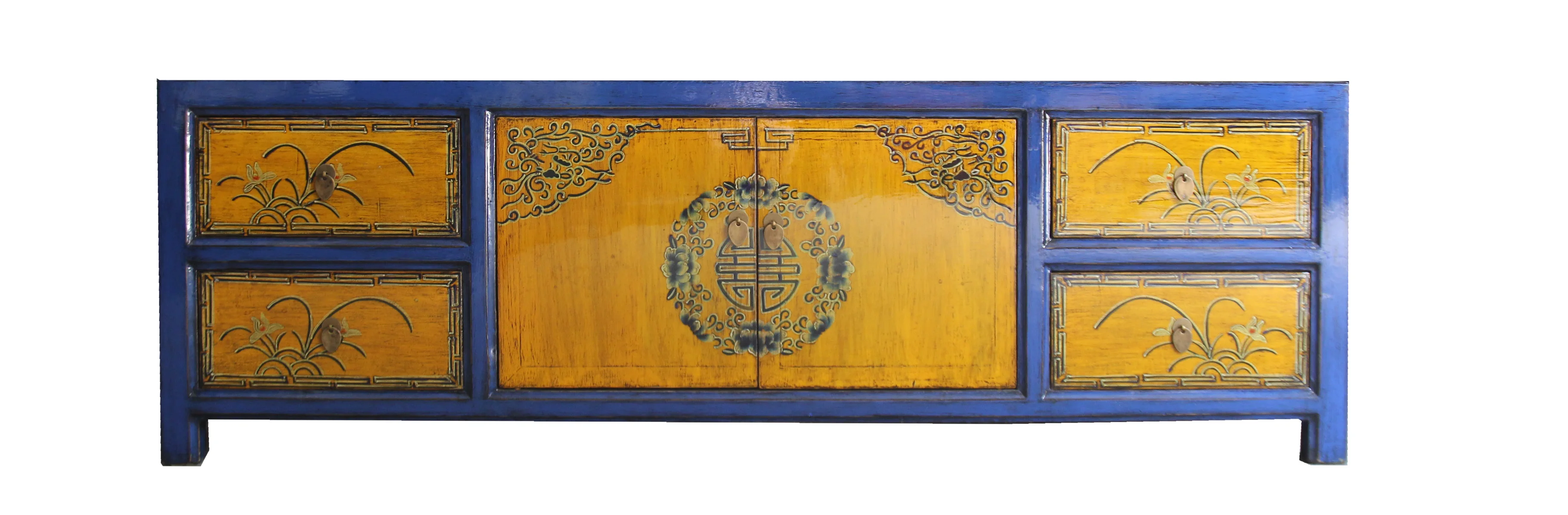 wholesale Chinese antique reproduction high Glossy handpainted tv cabinet